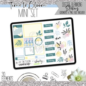 Time to Bloom | Mini Digital Sticker Pack | Pre-Cropped PNGs | Aesthetic & Functional Stickers for Digital Planning