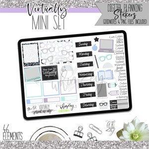 Virtually | Mini Digital Sticker Pack | Pre-Cropped PNGs | Aesthetic & Functional Stickers for Digital Planning