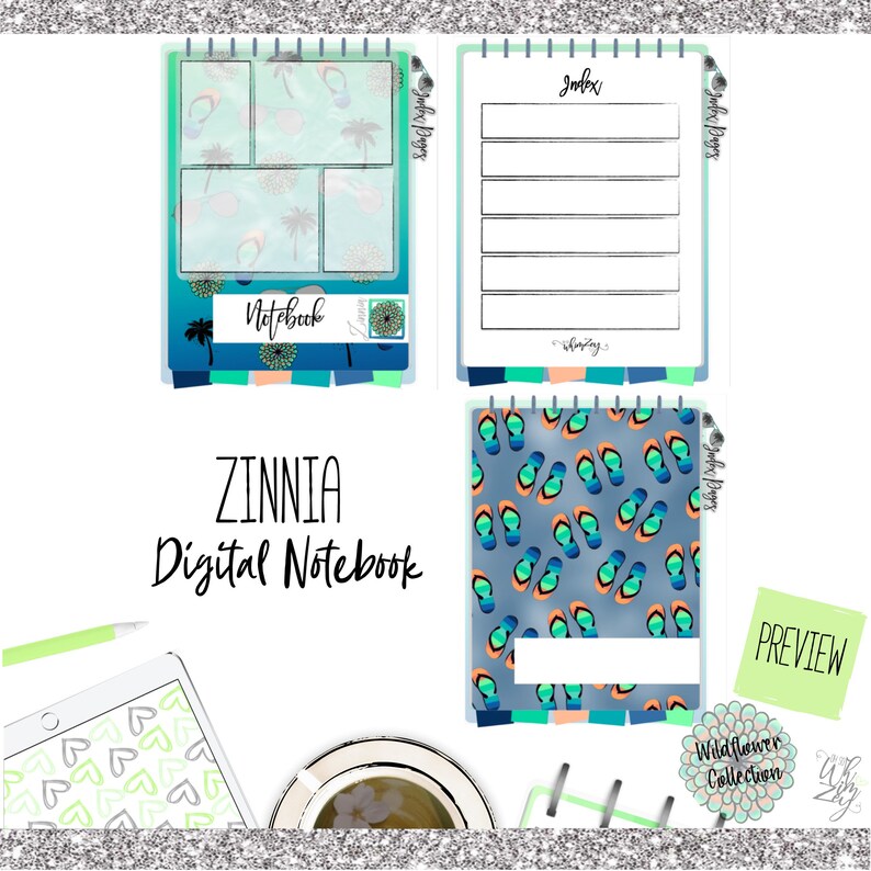 Zinnia Digital Notebook Wildflower Collection image 2