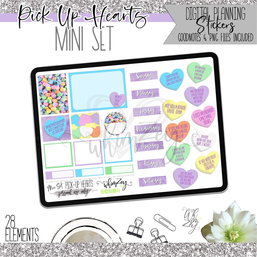 Pick up Hearts | Mini Digital Sticker Pack | Pre-cropped Pngs ...