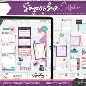 Peut inclure: Un ensemble d'autocollants numériques pour planificateur sur le thème du sucre d'orge. Les autocollants présentent une variété de motifs, notamment des cœurs, des cannes en sucre et des hommes en pain d'épices. Les autocollants sont optimisés pour Goodnotes et sont disponibles en fichiers PNG individuels.