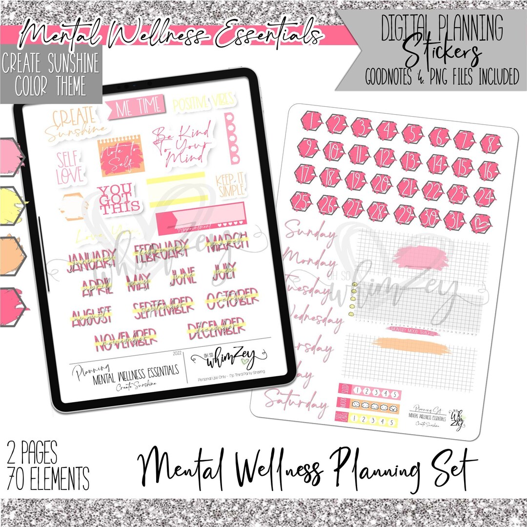 Essential Decals Essentials - Create Sunshine | Mental Wellness Digital Sticker Pack ...