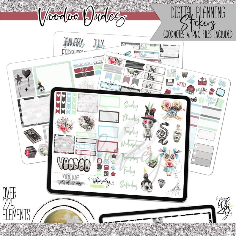 VooDoo Dudes Digital Planner Stickers image 1