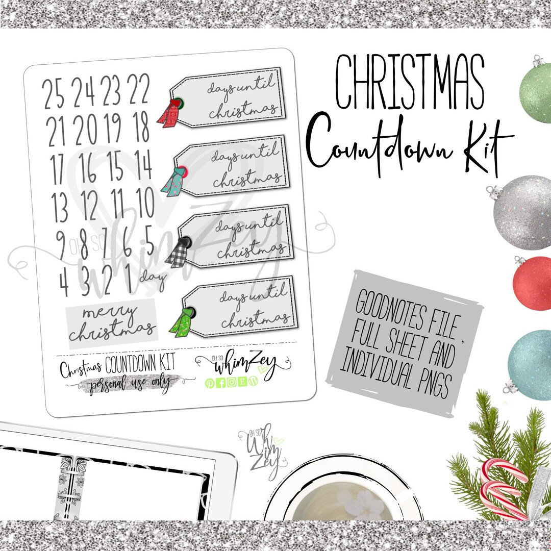 Countdown Stickers Samples Christmas Countdown Kit | Digital Sticker Pack | Pre-cropped Pngs ...