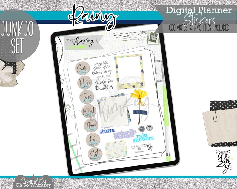 Rainy Digital Junk Journal Set Digital Planning image 3