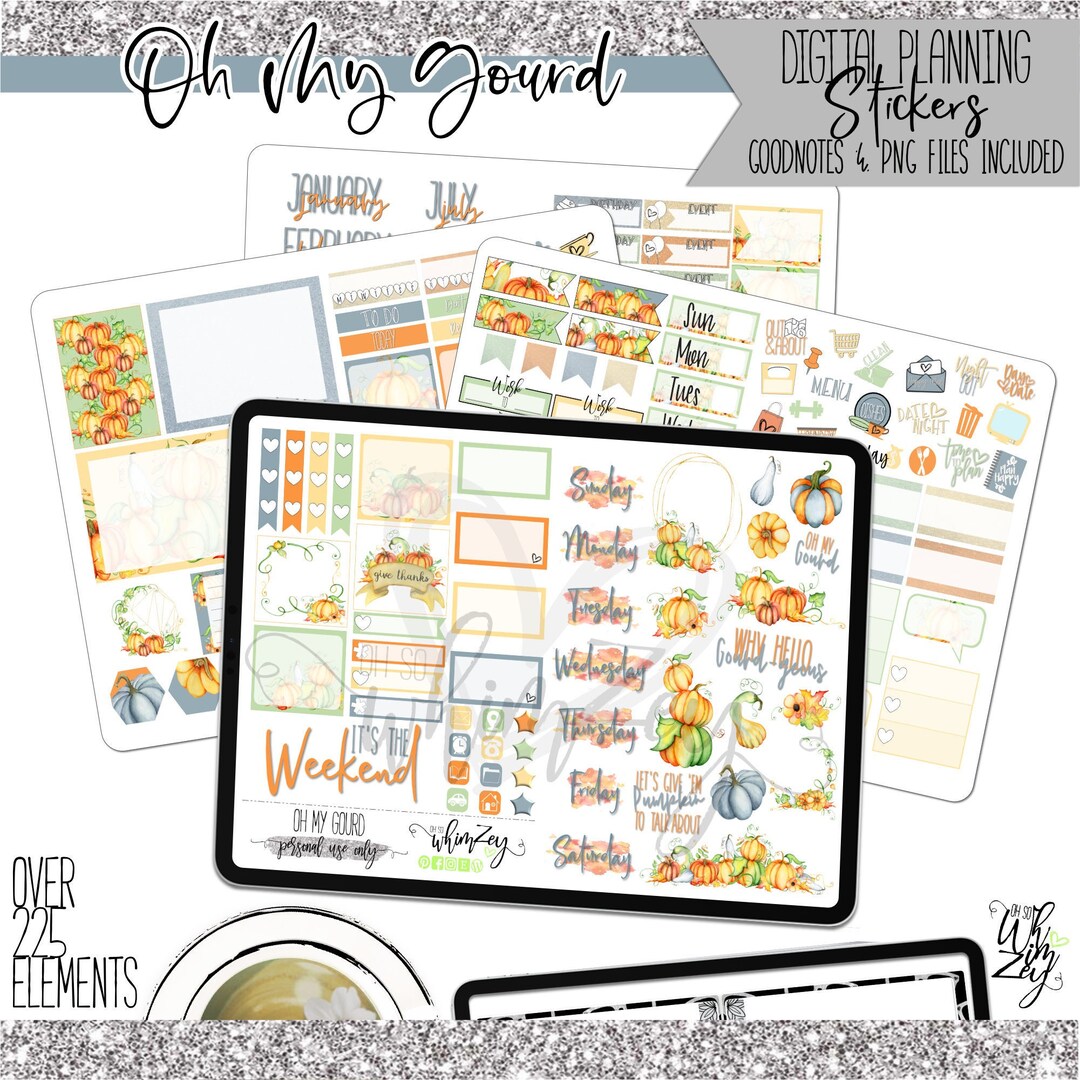 Oh My Gourd | Digital Sticker Pack | Pre-cropped Pngs | Aesthetic ...
