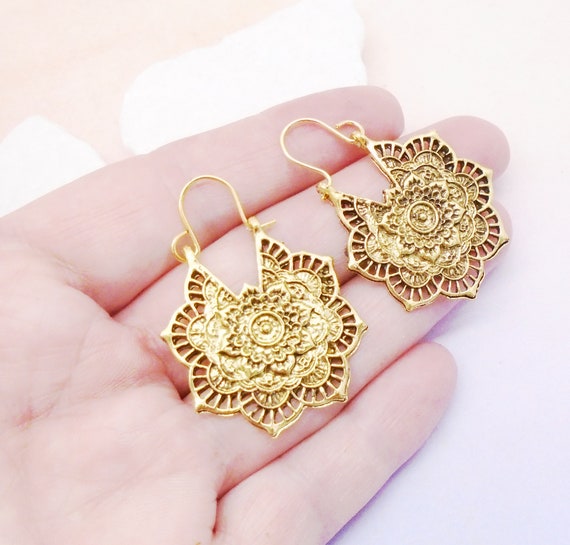 ethno-Boho-plata-Gold Ohrhänger-creolen-oriental-hippie