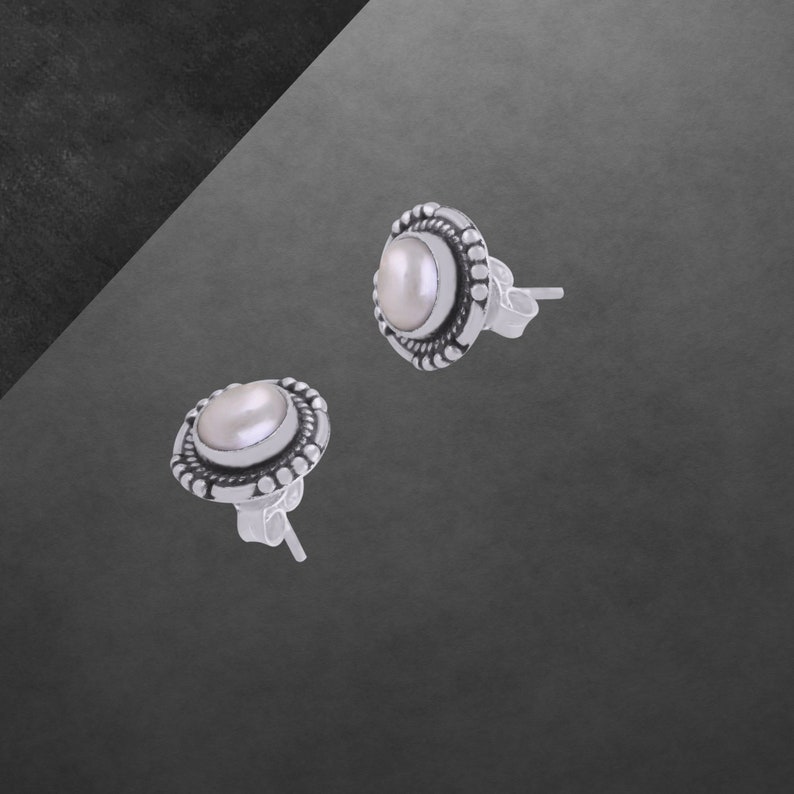 Pearl stud earrings 925 sterling silver new 99a image 10