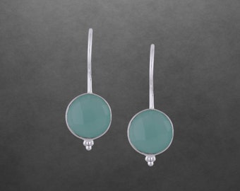 Aqua Chalcedon Ohrringe 925 Sterling Silber neu