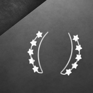Sternchen zierliche Ohrklemmen 925 Sterling Silber neu 7569 Geschenk für Freundin Geschenk für Frauen, Mädchen, Weihnachtsgeschenk