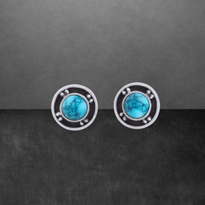 Mohave turquoise large stud earrings 925 sterling silver new 10a