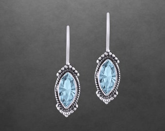 Blue topaz earrings, 925 sterling silver, new, 115. Gift for girlfriend, gift for women, girls, Christmas gift