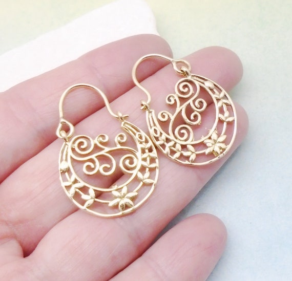 Ibiza Gipsy hippie nostalgia Design colgadores aretes ohrhänger Gold chapados nuevo
