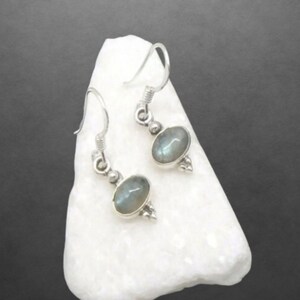 Labradorite dainty earrings 925 Sterling silver new