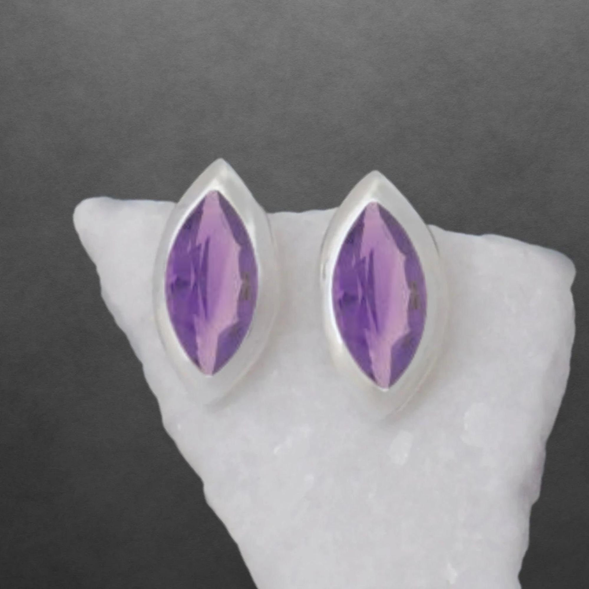 Amethyst stud earrings 925 Sterling Silver, Mother's Day gift, Christmas gift, birthday gift, gift for women
