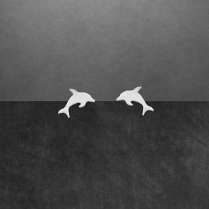 Dolphin matte dainty stud earrings 925 Sterling Silver new 15c gift for girlfriend Easter Christmas Mother&#39;s Day gift