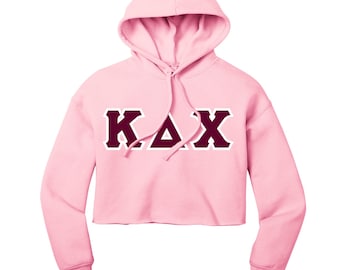 Greek Letter Cropped Fleece Hoodie