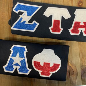 Texas Glitter Greek Letter Shirt