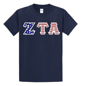 Camisa con letras griegas de EE. UU.