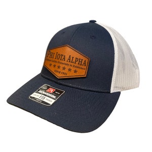 Phi Iota Alpha Leather Trucker Hat