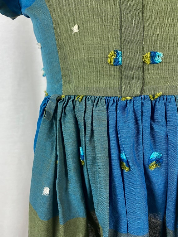 vintage 1960s child's dress // 60s blue green pla… - image 8