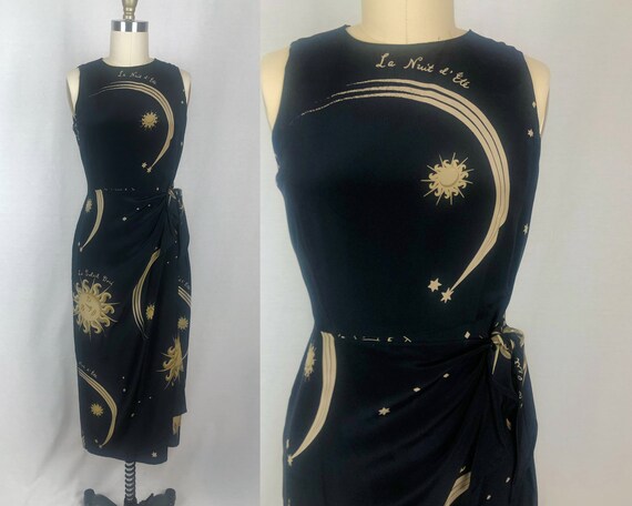 vintage 1990s dress // size small // 90s black wra
