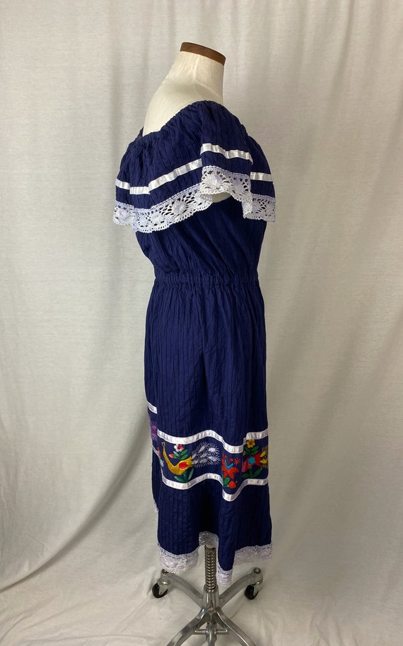 vintage 1970s dress // size large // 70s navy blu… - image 4