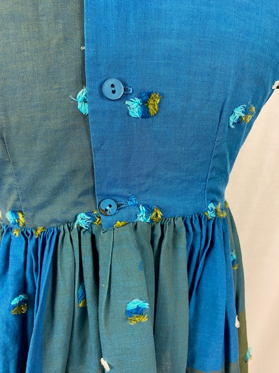 vintage 1960s child's dress // 60s blue green pla… - image 9