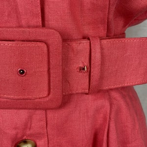 vintage 1980s dress // size small // 80s pink linen shirt dress safari style matching belt brooks brothers image 10