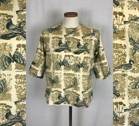 Vintage 60s design shirt Novelty Print Shirt Top novelty print Pattern blouse Vintage Fashions 50s 1960s Retro ladies Blouse