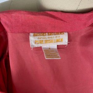 vintage 1980s dress // size small // 80s pink linen shirt dress safari style matching belt brooks brothers image 8