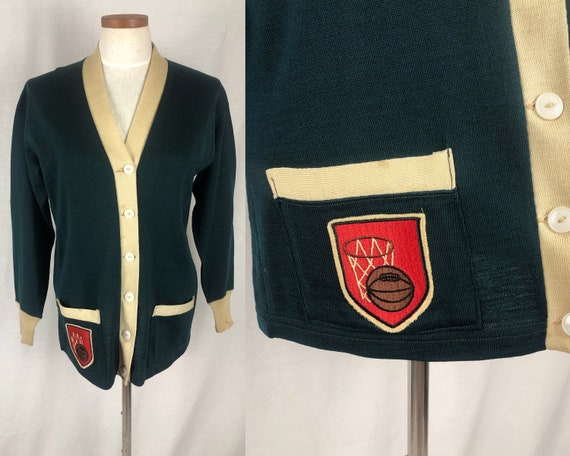 vintage 1950s 1960s cardigan // size large // 50s