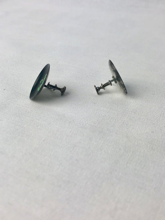 vintage 1940s earrings // 40s black green irish s… - image 7