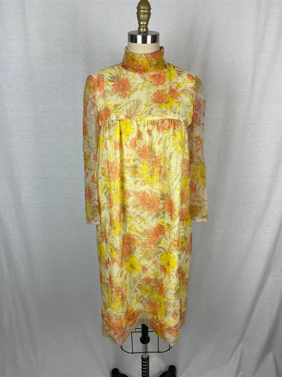 vintage 1960s dress // size medium // 60s yellow … - image 2