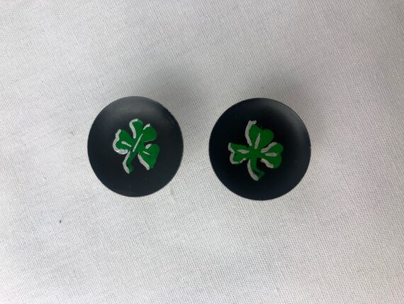 vintage 1940s earrings // 40s black green irish s… - image 3