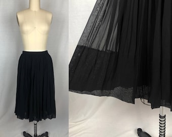 vintage 1950s  skirt // size extra small - small // 50s black chiffon ballerina tutu mid-century fancy party evening midi length