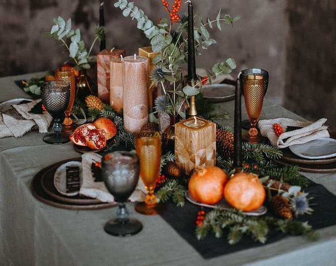 Dark Gray Table Runner - Natural Linen Table Runner - Rustic Table Runner - Wedding Table Runner - Easter Table Runner - Christmas Table