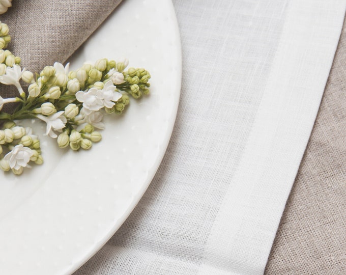 White Linen Placemat Set of 6 8 10 - Elegant Linen Placemats - Wedding Linen Placemats - Festive Table - Easter Placemats  - Christening