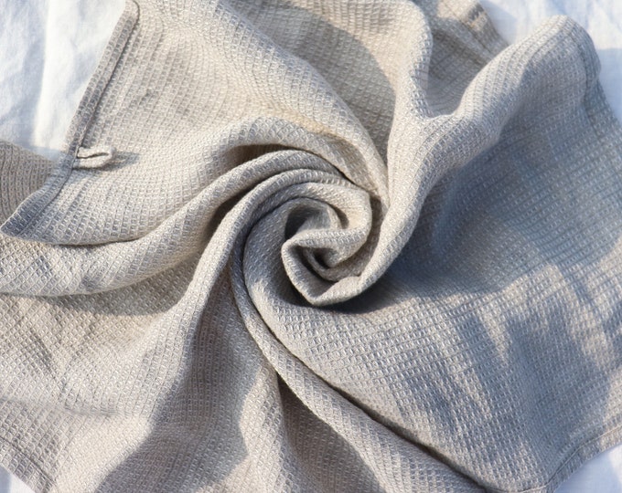 Linen Beach Blanket Towel - Linen Throw Blanket - Waffle Linen Throw - Pure Linen Bath Sheet - Natural Linen Throw - Soft Organic Blanket