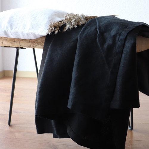 Linen Throw Blanket in White Waffle Fabric With Hand Made Etsy