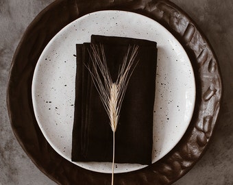 Black Linen Napkin Set of 4 6 8 10. Elegant Linen Napkins. Wedding Linen Napkins. Christmas napkin set. Easter  napkins. Pure linen napkins