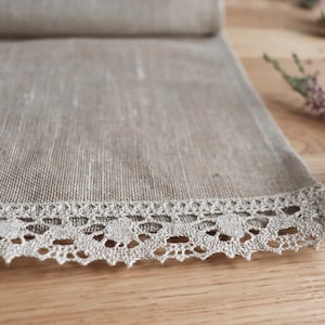Narural linen curtain with lace edge trim, Linen cafe curtain, Pure linen panel, Light privacy window shad, Bathroom curtain, Kitchen window