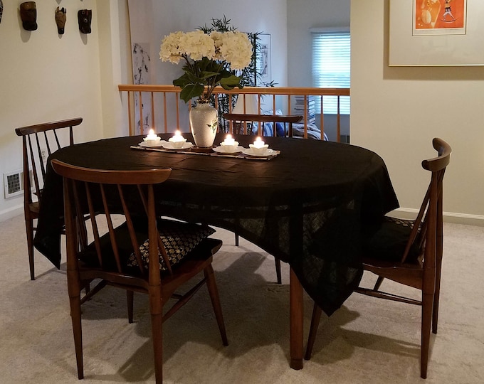 Black Linen Tablecloth - Pure Linen Tablecloth - Natural Linen Tablecloth - Eco Linen Tablecloth - Easter Tablecloth - Christmas tablecloth