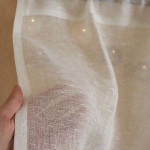 White Linen Curtain Sheer Linen Curtain Bathroom Window Linen Curtain Kitchen Panel Light Privacy Window Shad Linen Cafe Curtain image 1