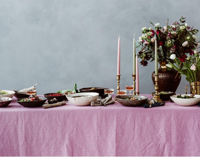 Pure Linen Tablecloth - Lilac Linen Tablecloth - Wedding Linen Tablecloth - Elegant Tablecloth - Natural Linen Tablecloth - Christmas table