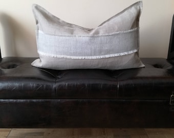 Gray Lumbar Pillow Cover - Throw Pillow - Linen Decorative Pillow - Natural Linen Throw Pillow - Grey Linen Cushion Cover - Herring bone Rug