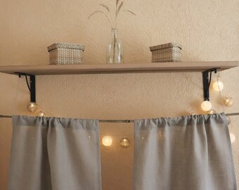 Linen curtain in natural gray, Pure linen curtain, Bathroom window curtain, Kitchen panel, Window shade, Cafe linen curtain, Home decor