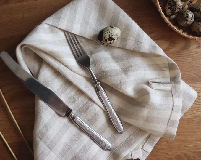 Heavy Linen Christmas Tea Towels Various Stripes. Washed Linen Kitchen Towel.  Super Absorbent Linen. Linen Dish Towel, Dishcloth. 