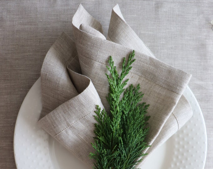 Natural Linen Napkin Set of 8 12. Light Grey Linen Napkins. Elegant Linen Napkins. Rustic Linen Napkins for Wedding.