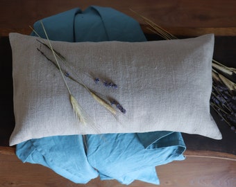 Thick linen pillow cover of organic flax, Soft linen pillowcase of 100 % natural flax, Natural linen throw pillow, Natural gray linen pillow